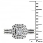 1 1/2ct TDW Cluster Halo Bridal Set - Handcrafted By Name My Rings™