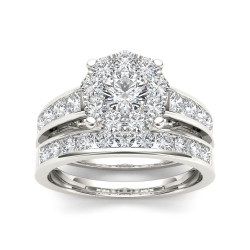 Gold 1 1/2ct TDW Diamond Engagement Ring Set - Handcrafted By Name My Rings™