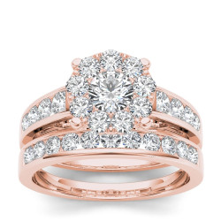 Gold 1 1/2ct TDW Diamond Engagement Ring Set - Handcrafted By Name My Rings™
