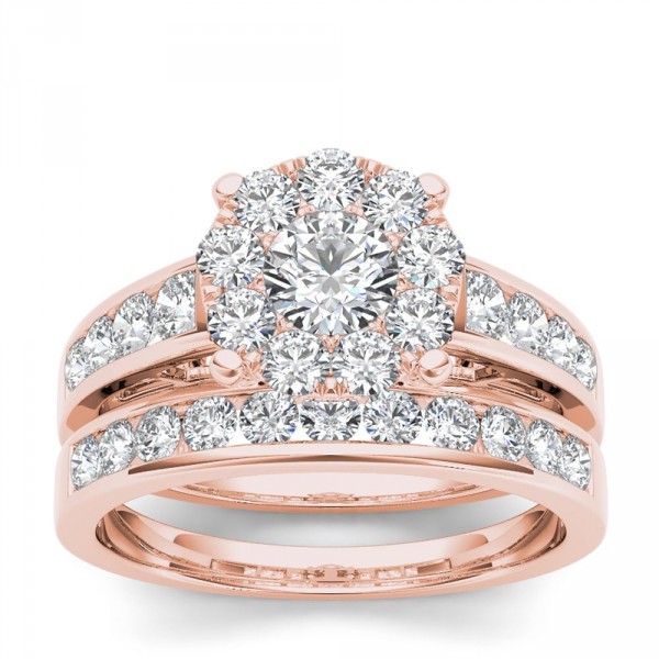 Gold 1 1/2ct TDW Diamond Engagement Ring Set - Handcrafted By Name My Rings™