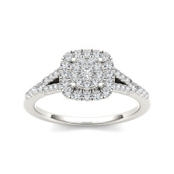 Gold 1/2ct TDW Diamond Cushion Shape Engagement Ring - Handcrafted By Name My Rings™