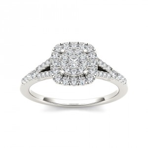 Gold 1/2ct TDW Diamond Cushion Shape Engagement Ring - Handcrafted By Name My Rings™