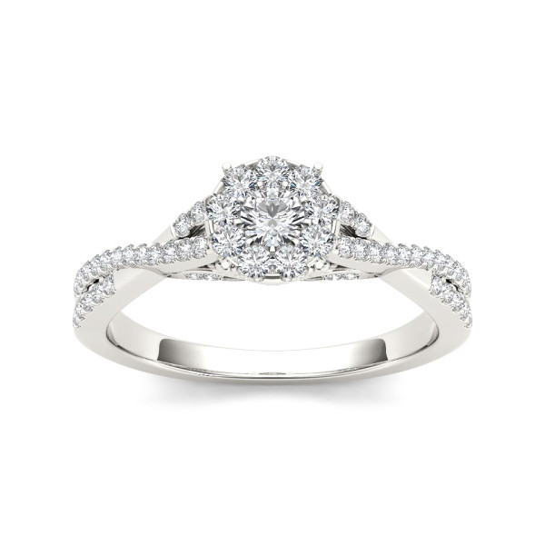 Gold 1/2ct TDW Diamond Halo Engagement Ring - Handcrafted By Name My Rings™