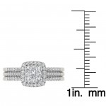 Gold 1/2ct TDW Diamond Halo Engagement Ring Set - Handcrafted By Name My Rings™