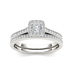 Gold 1/2ct TDW Diamond Solitaire Bridal Set - Handcrafted By Name My Rings™