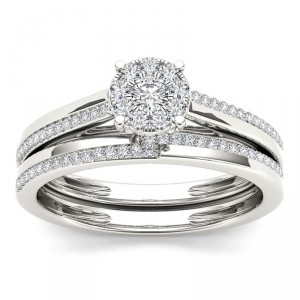 Gold 1/3ct TDW Diamond Engagement Ring Set - Handcrafted By Name My Rings™