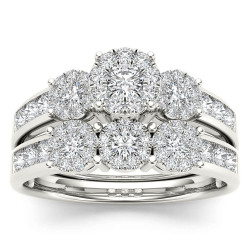 Gold 1ct TDW Diamond Bridal Ring Set - Handcrafted By Name My Rings™