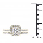 Gold 3/4ct TDW Diamond Double Halo Bridal Ring Set - Handcrafted By Name My Rings™