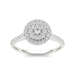 Gold 3/4ct TDW Diamond Double Halo Engagement Ring - Handcrafted By Name My Rings™