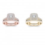 Gold 3/4ct TDW Diamond Halo Engagement Ring Set - Handcrafted By Name My Rings™