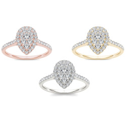 Gold 3/4ct TDW Diamond Pear-Shaped Halo Engagement Ring - Handcrafted By Name My Rings™