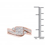 Gold Diamond Bridal Ring Set with Cushion Shape Cluster and interlocking  wedding band - Handcrafted By Name My Rings™