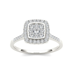 Gold TDW 1/2ct Diamond Halo Engagement Ring - Handcrafted By Name My Rings™