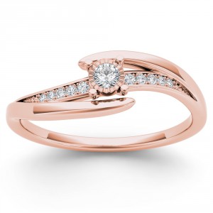 Rose Gold 1/10ct TDW Diamond Criss-Cross Engagement Ring - Handcrafted By Name My Rings™