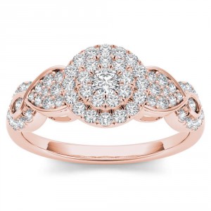 Rose Gold 1/2ct Diamond Halo Engagement Ring - Handcrafted By Name My Rings™