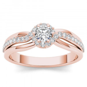 Rose Gold 1/2ct TDW Diamond Classic Bypass Engagement Ring - Handcrafted By Name My Rings™
