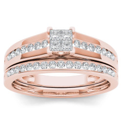 Rose Gold 1/2ct TDW Diamond Classic Engagement Ring with One Band - Handcrafted By Name My Rings™