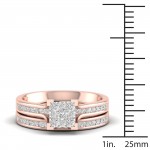 Rose Gold 1/2ct TDW Diamond Cluster Bridal Set - Handcrafted By Name My Rings™