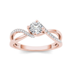 Rose Gold 1/2ct TDW Diamond Engagement Ring - Handcrafted By Name My Rings™