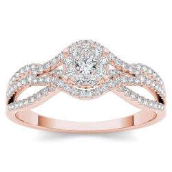 Rose Gold 1/2ct TDW Diamond Halo Engagement Ring - Handcrafted By Name My Rings™