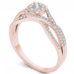 Rose Gold 1/2ct TDW Diamond Halo Engagement Ring - Handcrafted By Name My Rings™