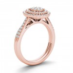 Rose Gold 1/2ct TDW Oval Shaped Cluster Halo Bridal Set - Handcrafted By Name My Rings™