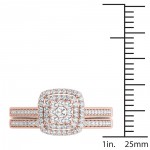 Rose Gold 1/3ct TDW Diamond Cluster Halo Bridal Set - Handcrafted By Name My Rings™