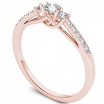 Rose Gold 1/3ct TDW Diamond Three-Stone Anniversary Ring - Handcrafted By Name My Rings™
