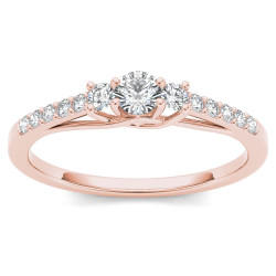 Rose Gold 1/3ct TDW Diamond Three-Stone Anniversary Ring - Handcrafted By Name My Rings™