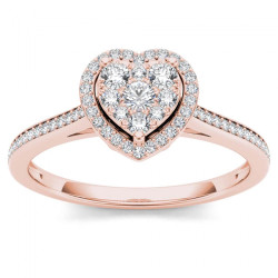 Rose Gold 1/4ct TDW Diamond Halo Engagement Ring - Handcrafted By Name My Rings™