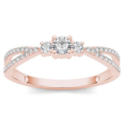 Rose Gold 1/4ct TDW Diamond Three-Stone Anniversary Ring - Handcrafted By Name My Rings™