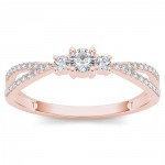 Rose Gold 1/4ct TDW Diamond Three-Stone Anniversary Ring - Handcrafted By Name My Rings™