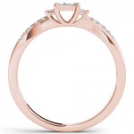 Rose Gold 1/4ct TDW Diamond Three-Stone look Engagement Ring - Handcrafted By Name My Rings™