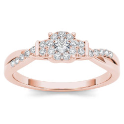 Rose Gold 1/4ct TDW Diamond Three-Stone look Engagement Ring - Handcrafted By Name My Rings™