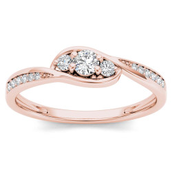 Rose Gold 1/5ct TDW Diamond Bypass Cluster Engagement Ring - Handcrafted By Name My Rings™