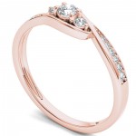 Rose Gold 1/5ct TDW Diamond Bypass Cluster Engagement Ring - Handcrafted By Name My Rings™