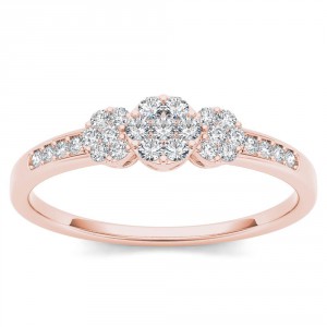 Rose Gold 1/5ct TDW Diamond Cluster Engagement Ring - Handcrafted By Name My Rings™