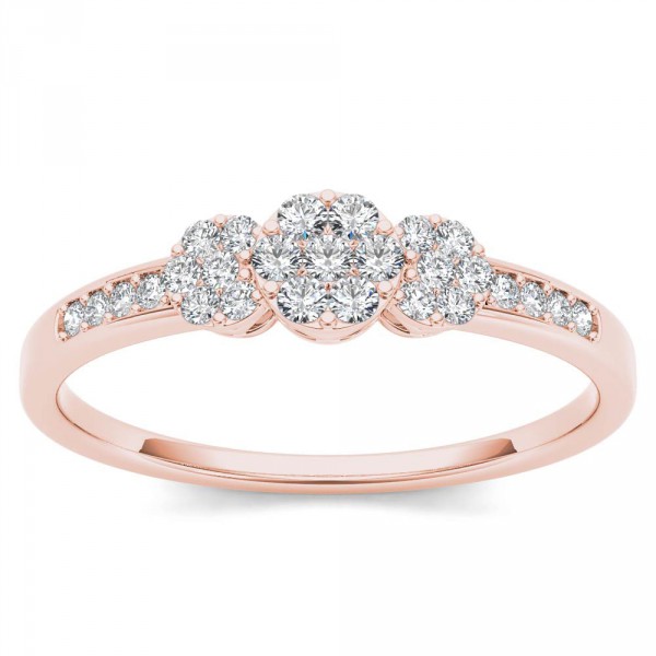 Rose Gold 1/5ct TDW Diamond Cluster Engagement Ring - Handcrafted By Name My Rings™