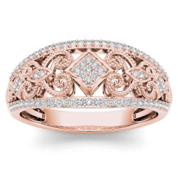 Rose Gold 1/5ct TDW Diamond Fashion Engagement Ring - Handcrafted By Name My Rings™