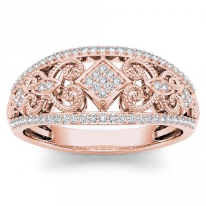 Rose Gold 1/5ct TDW Diamond Fashion Engagement Ring - Handcrafted By Name My Rings™