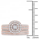 Rose Gold 1ct TDW Diamond Double Engagement Ring with One Band - Handcrafted By Name My Rings™
