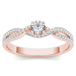 Rose Gold 2/5ct TDW Diamond Classic Split-Shank Engagement Ring - Handcrafted By Name My Rings™