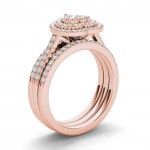 Rose Gold 3/4ct TDW Heart Shaped Cluster Halo Bridal Set - Handcrafted By Name My Rings™
