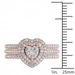 Rose Gold 3/4ct TDW Heart Shaped Cluster Halo Bridal Set - Handcrafted By Name My Rings™
