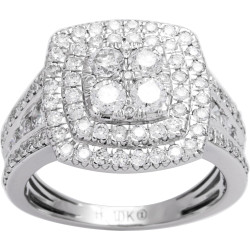 White Gold 1 1/2ct TDW Diamond Double Halo Ring - Handcrafted By Name My Rings™