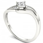 White Gold 1/10ct TDW Diamond Bypass Engagement Ring - Handcrafted By Name My Rings™