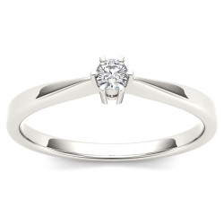White Gold 1/10ct TDW Diamond Classic Engagement Ring - Handcrafted By Name My Rings™