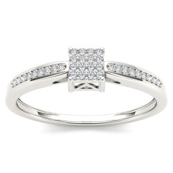 White Gold 1/10ct TDW Diamond Cluster Engagement Ring - Handcrafted By Name My Rings™