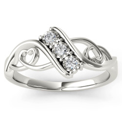 White Gold 1/10ct TDW Diamond Three-Stone Anniversary Ring - Handcrafted By Name My Rings™
