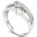 White Gold 1/10ct TDW Split Shank Heart Fashion Ring - Handcrafted By Name My Rings™